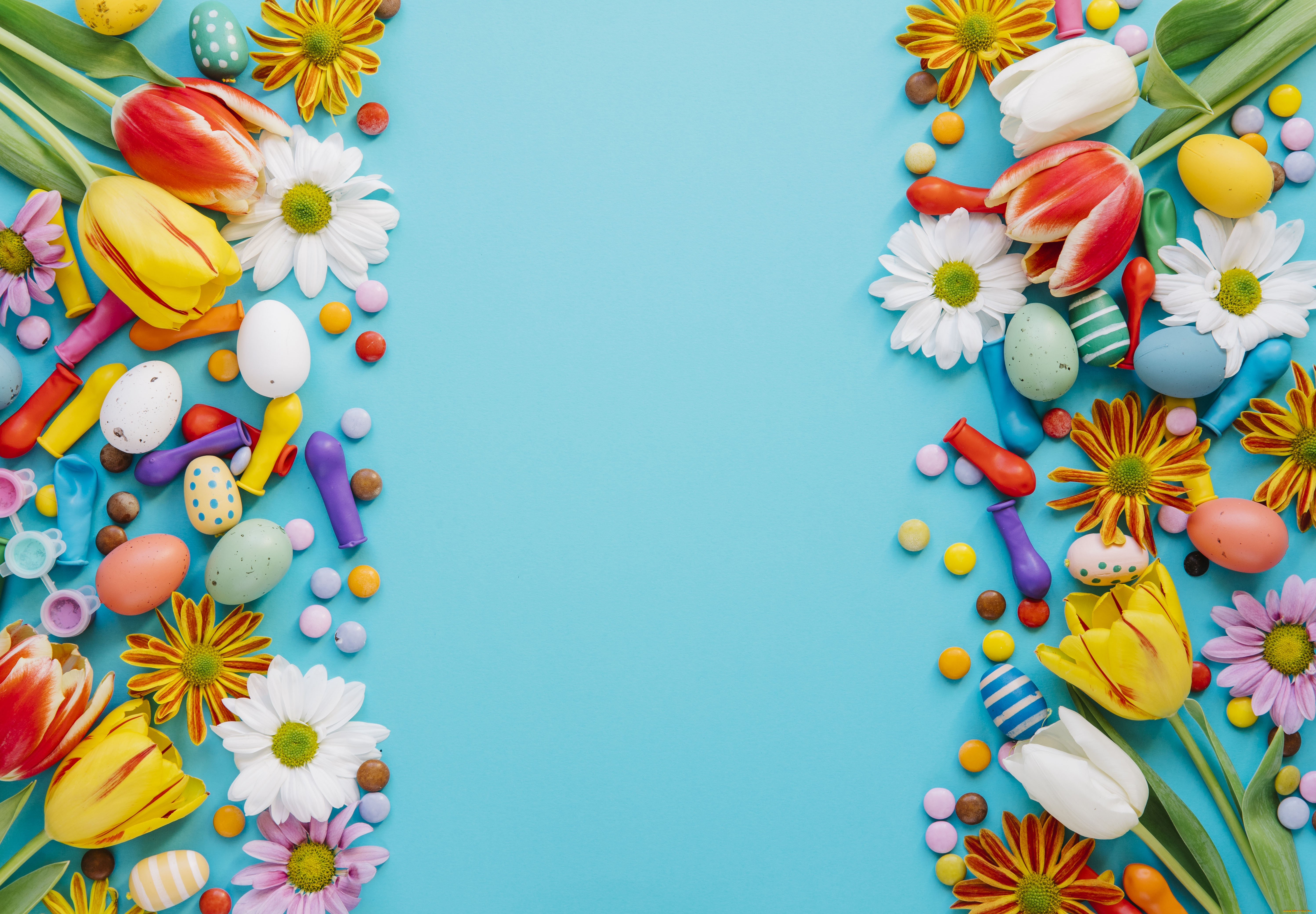 , , , , flowers, easter, blue, candies, colorful